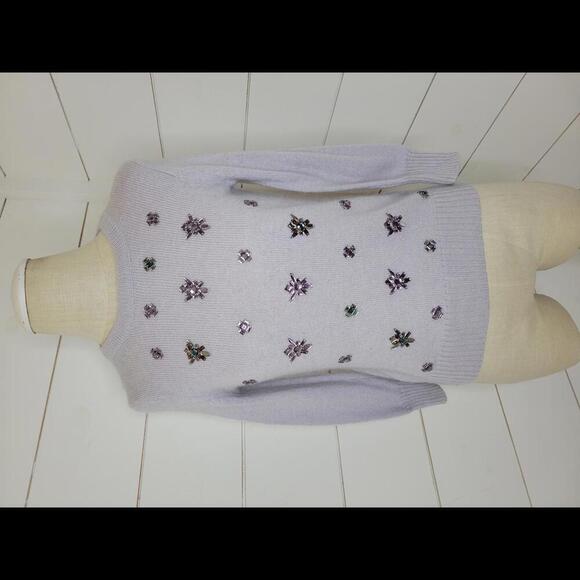 J Crew Small lavender purple beaded sweater - Picture 1 of 5